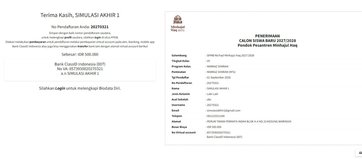 Catat VA dan nominal pembayaran — screenshot 1